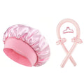 No Heat Hair Curler and Satin Sleeping Cap Set Heatless Hair Curling Headband Hair Claw Clip Hair Rings Soft Sleeping Hat Salon