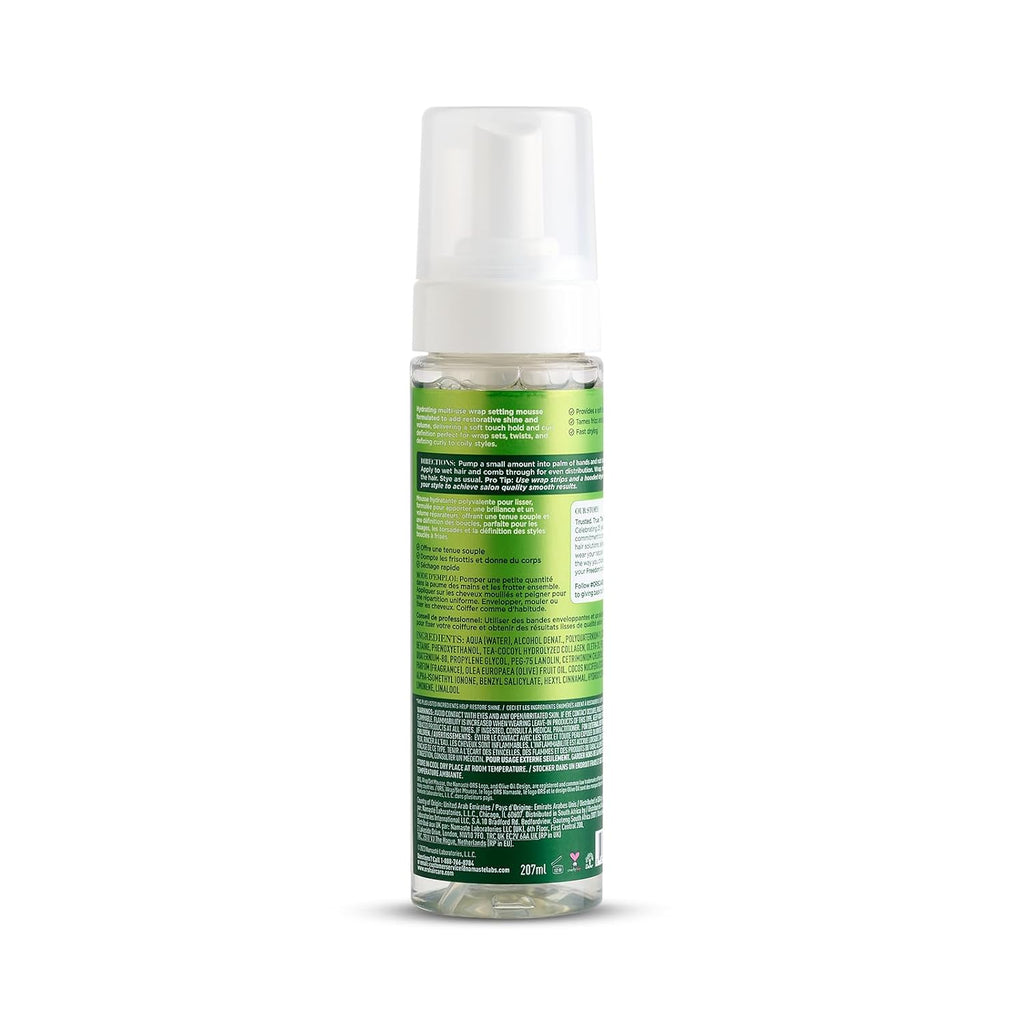 Olive Oil Hold & Shine Wrap Set Mousse Infused with Coconut Oil for Restorative Shine 7 Ounce
