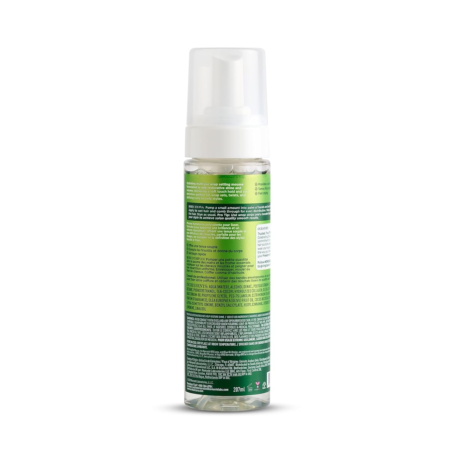 Olive Oil Hold & Shine Wrap Set Mousse Infused with Coconut Oil for Restorative Shine 7 Ounce