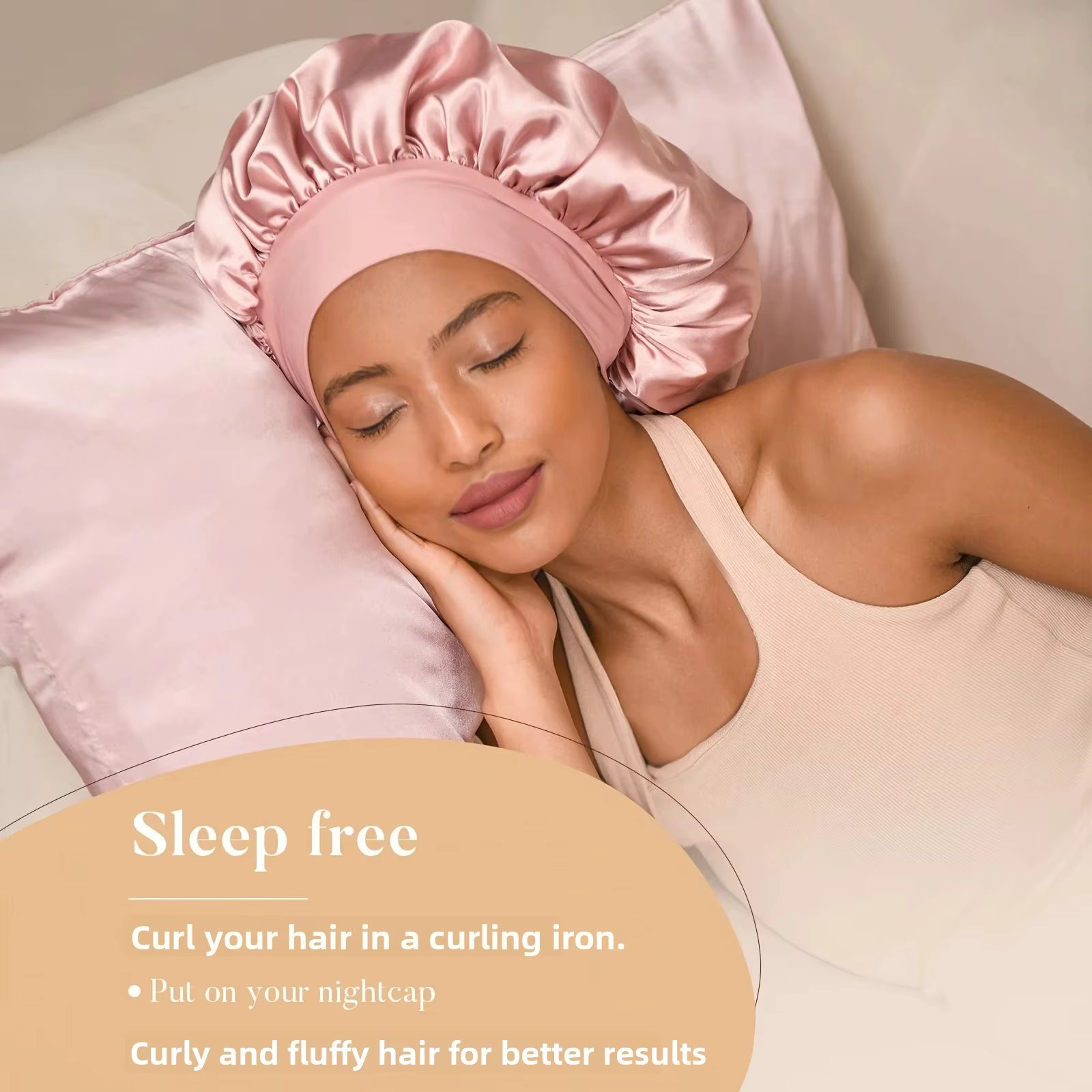 No Heat Hair Curler and Satin Sleeping Cap Set Heatless Hair Curling Headband Hair Claw Clip Hair Rings Soft Sleeping Hat Salon