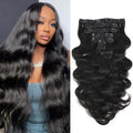 100% Brazilian Remy Clip-In Body Wave Hair Extensions - 8 Pieces, 120g with 18 Clips for Women